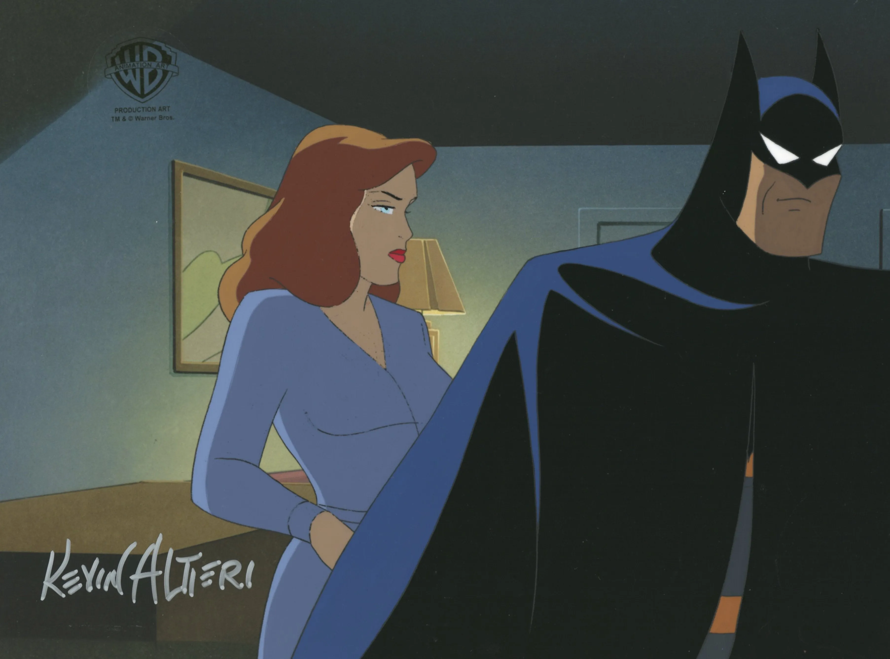 Batman: Mask of the Phantasm Original Production Cel with Matching Drawing Signed by Kevin Altieri: Andrea, Batman