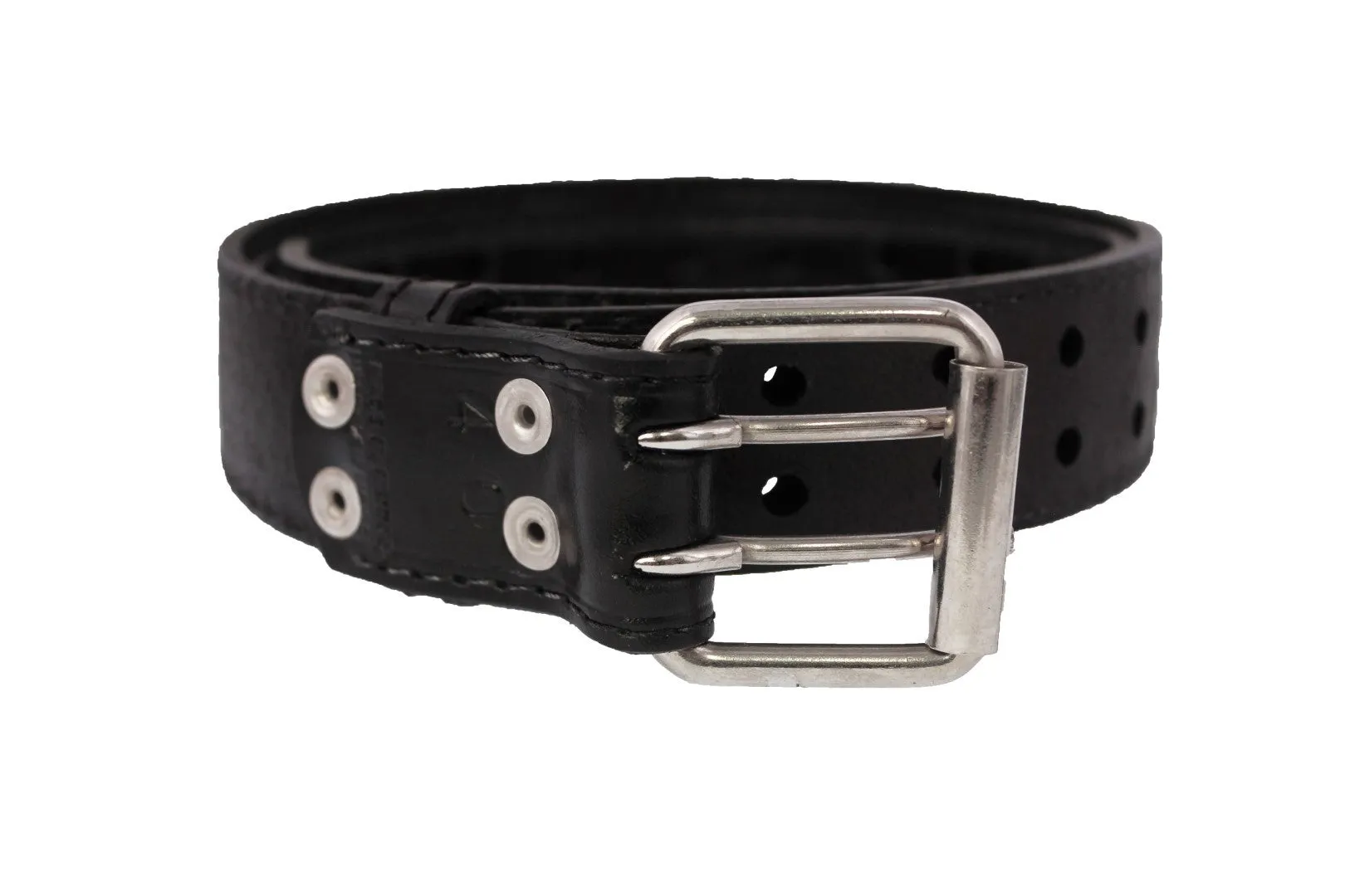 Black #415 Western Cowboy Belt Leather - Double Prong