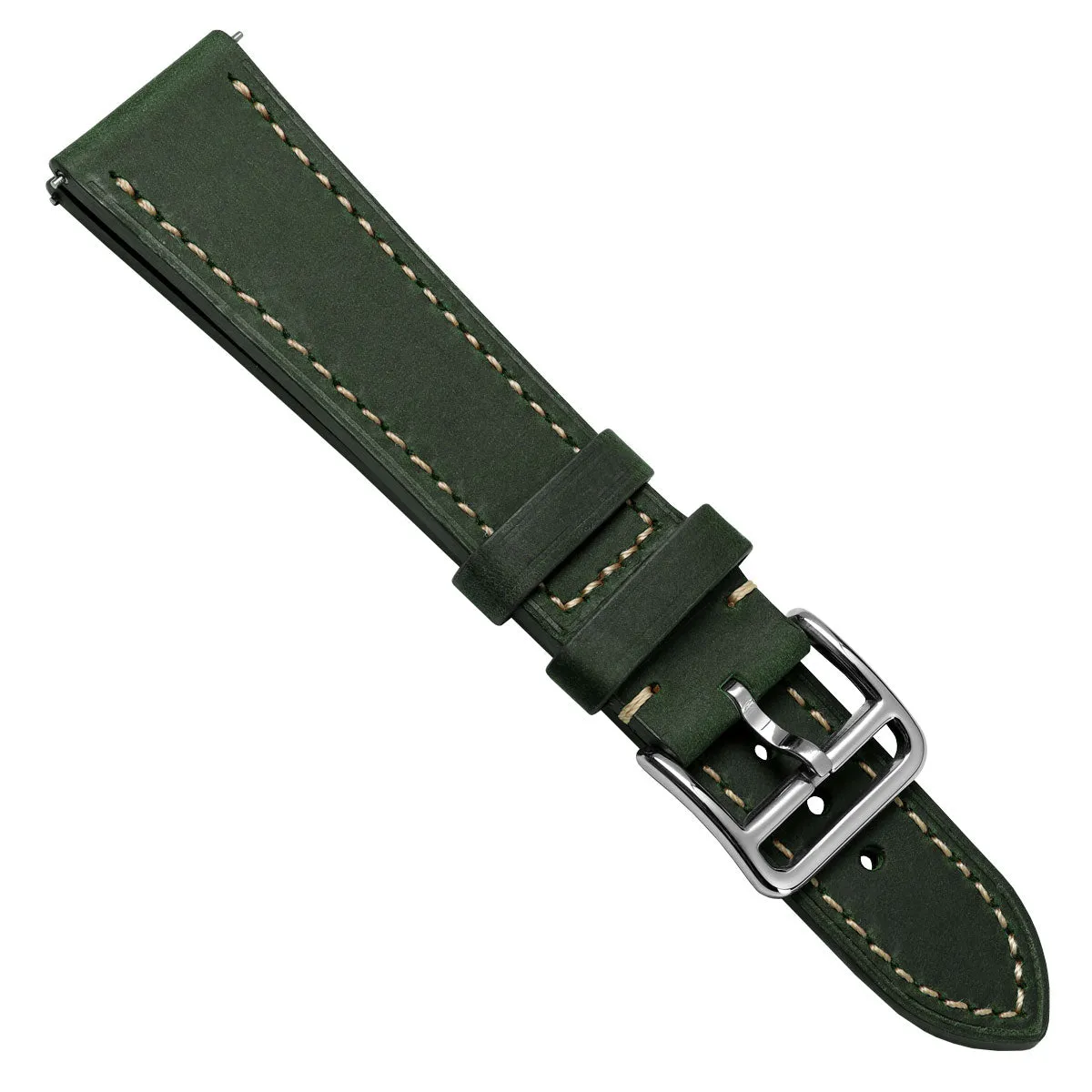 Brixham Special Buckle Classic Leather Watch Strap - Vintage Green