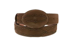 Brown #480 Western Cowboy Belt Leather - Rodeo Buckle