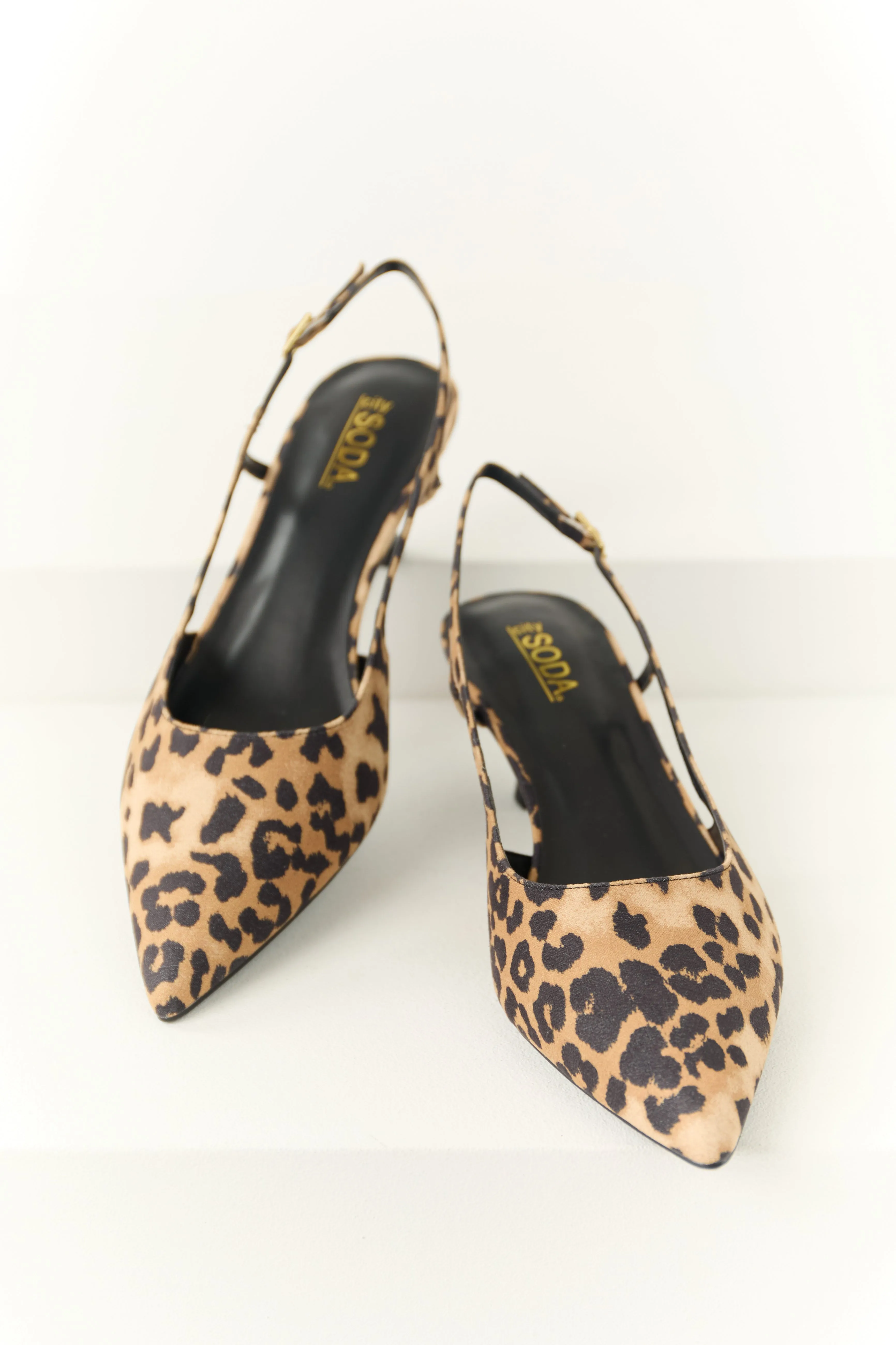 Brown Sugar Leopard Print Slingback Heels