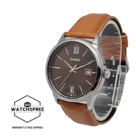 Casio Men's Analog Brown Leather Strap Watch MTPV002L-5B3 MTP-V002L-5B3