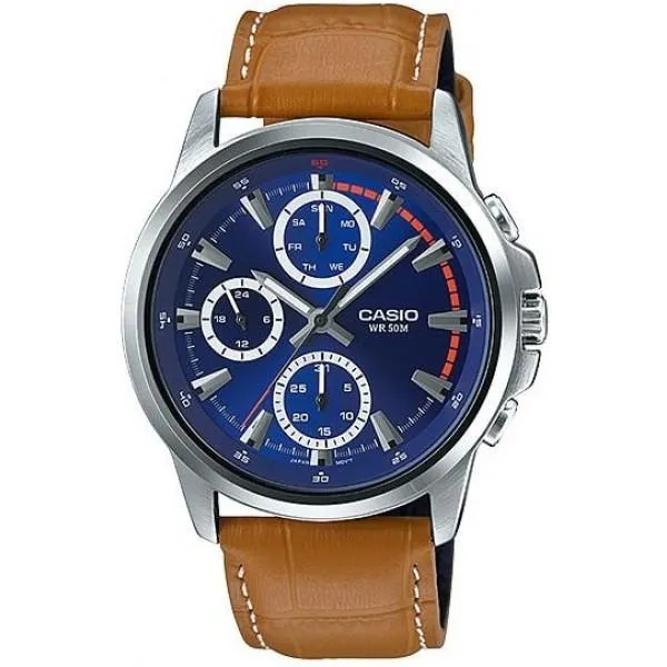 Casio Men's Standard Analog Brown Leather Strap Watch MTPE317L-2A MTP-E317L-2A