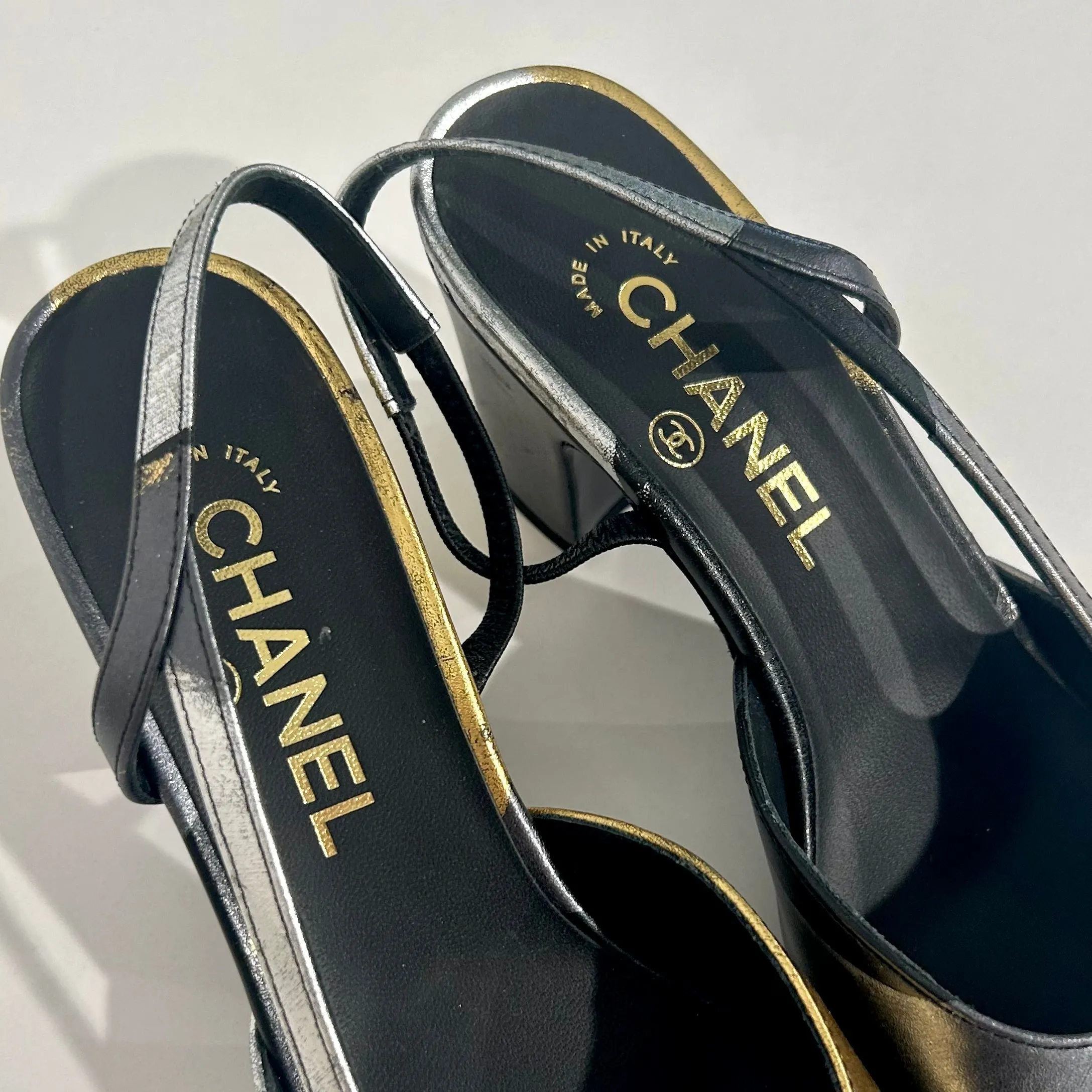 Chanel Mixed Metallic Slingback Heels