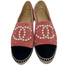 Chanel Suede Pearl CC Espadrilles