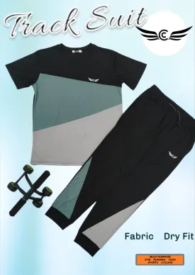 Colorblock Men Black::Green Coord-Set 1