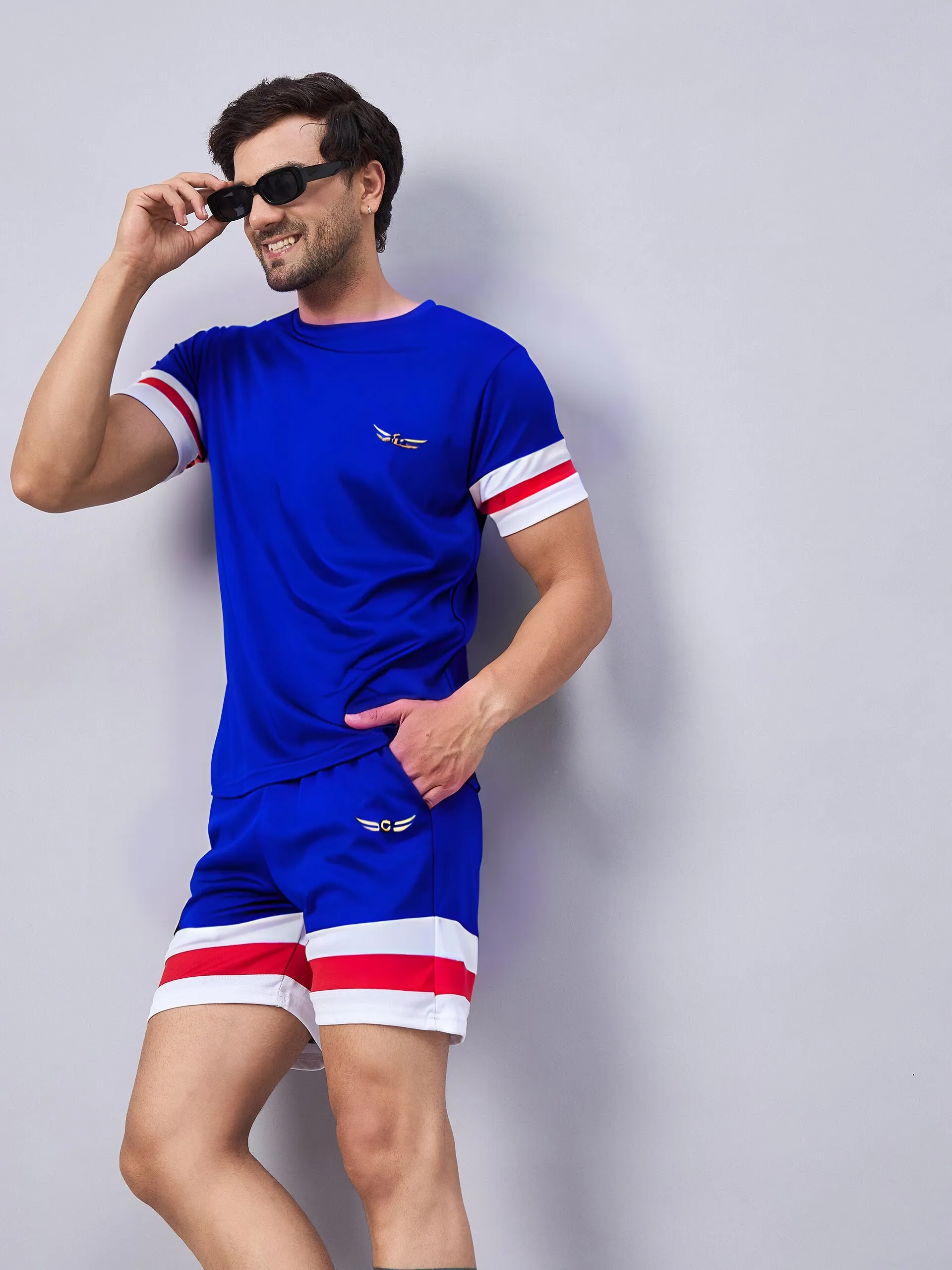 Colorblock Men Blue Coord-Set 1