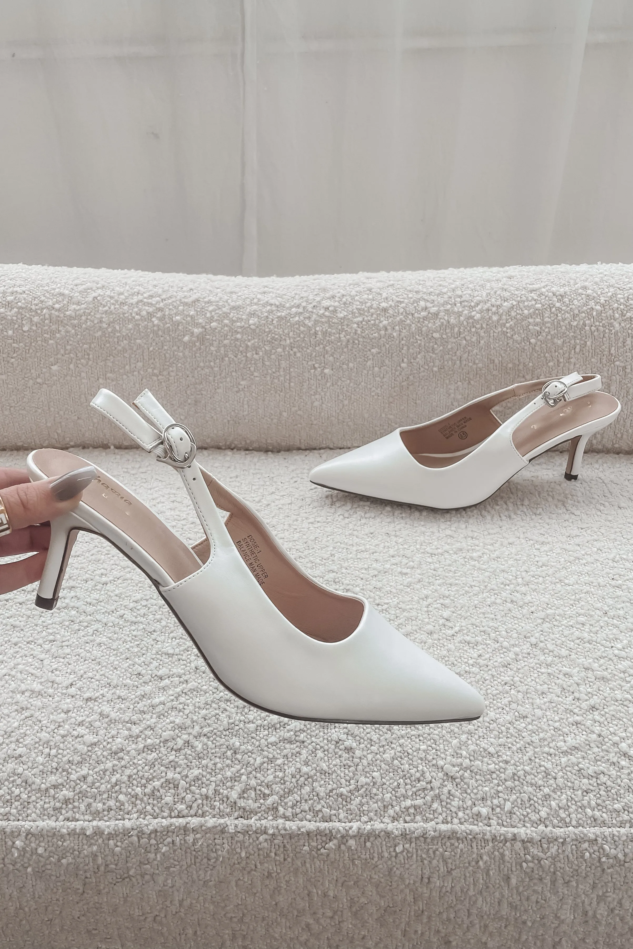 DEAL Professional And Classy White Slingback Heels