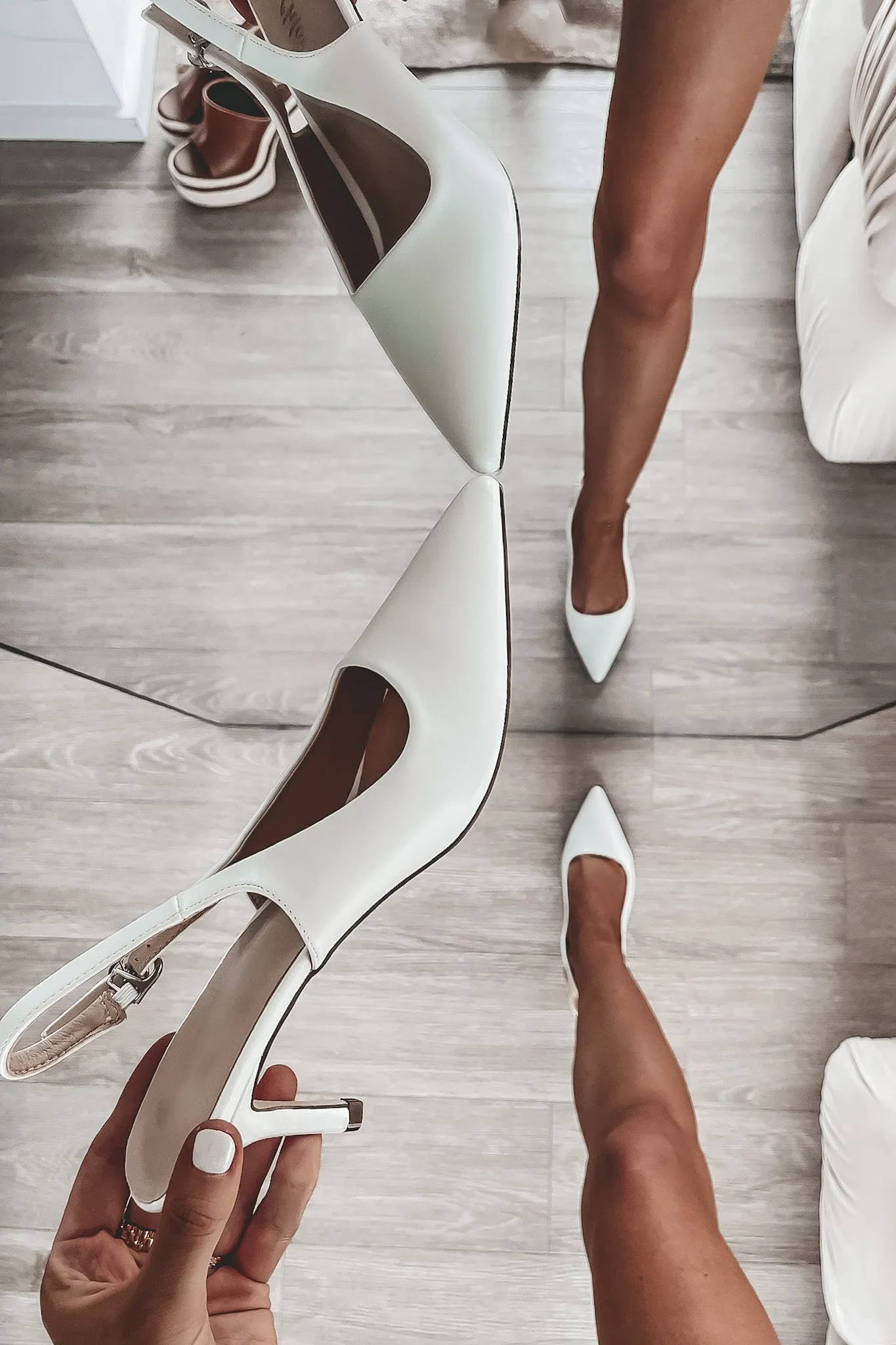 DEAL Professional And Classy White Slingback Heels