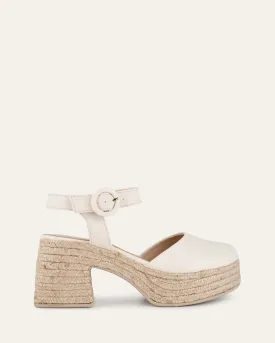 DINA HIGH HEEL ESPADRILLES OFF WHITE LEATHER