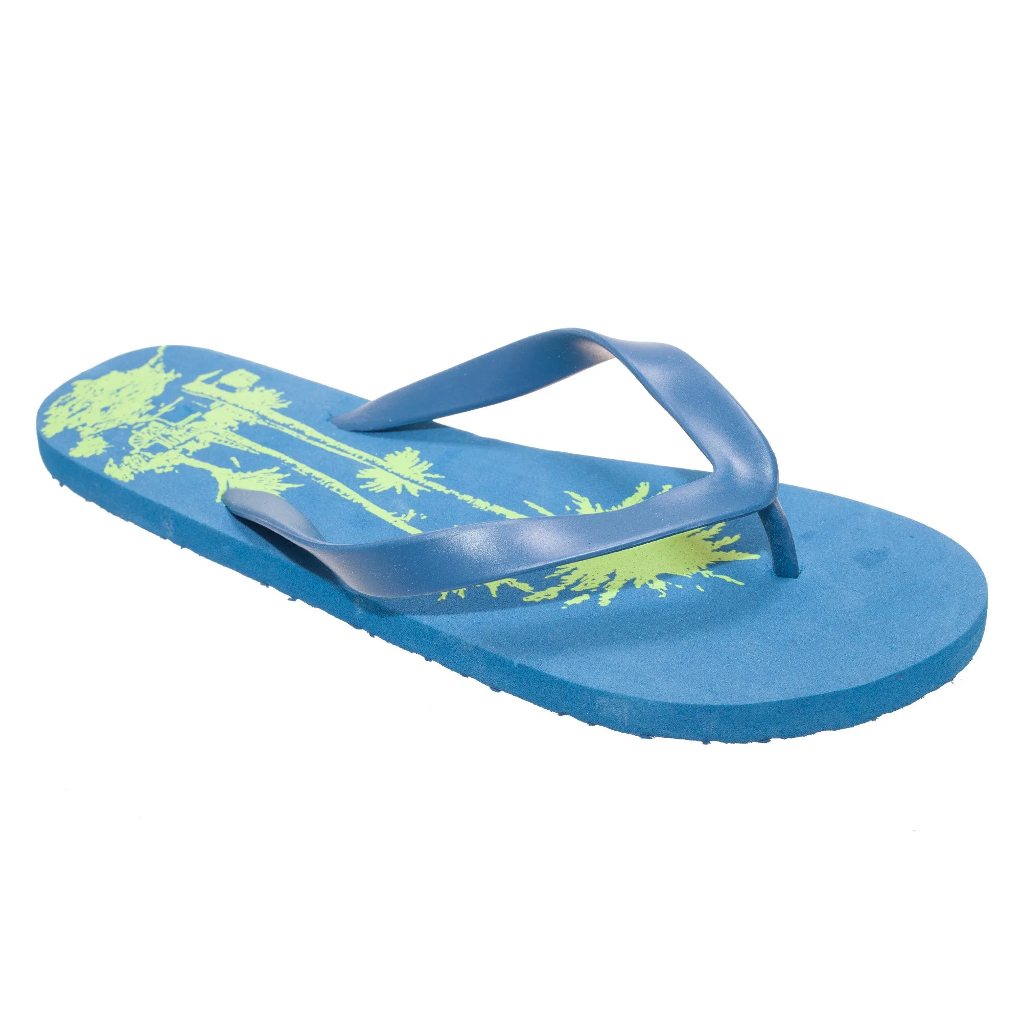 FLOSO Mens Palm Tree Print Flip Flops