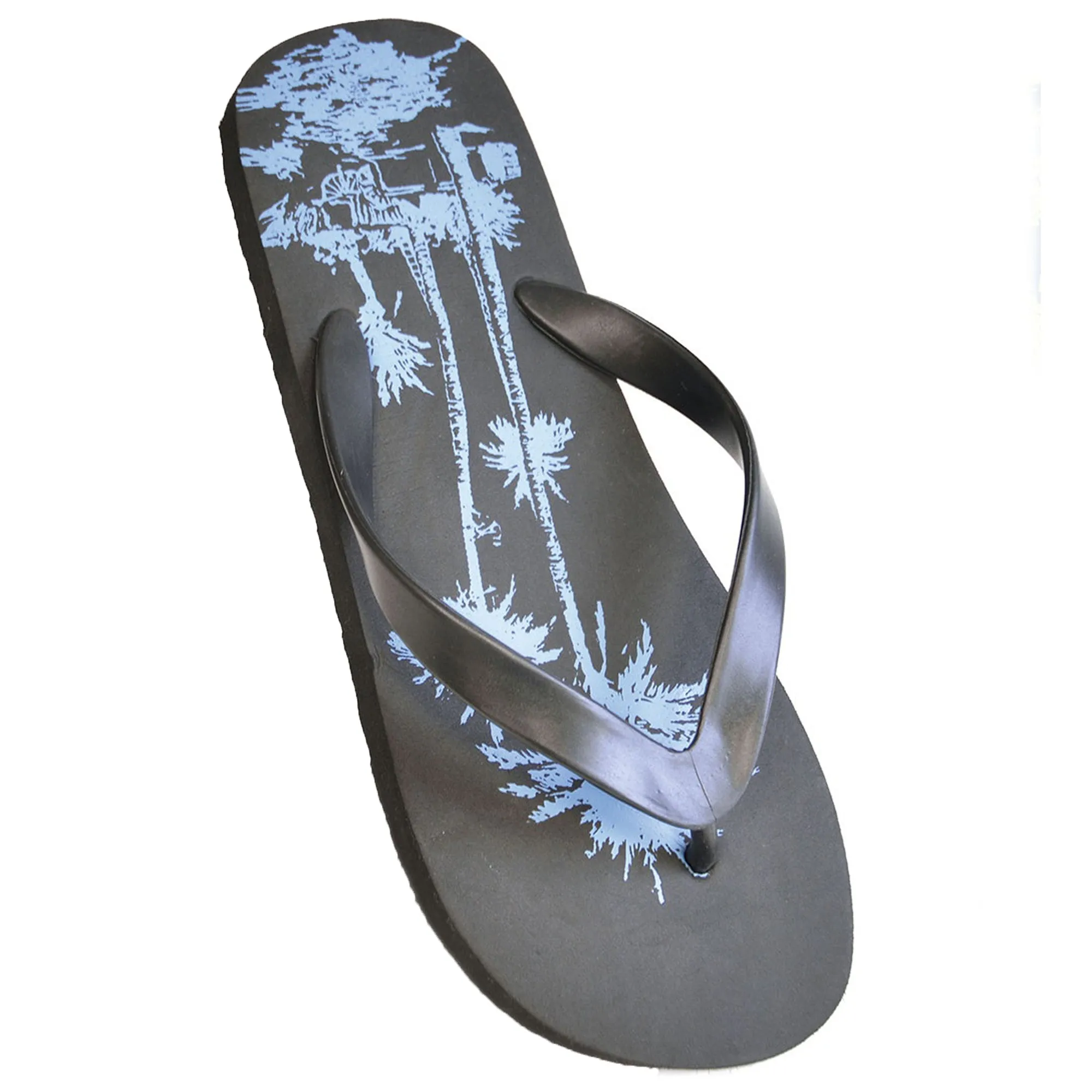 FLOSO Mens Palm Tree Print Flip Flops