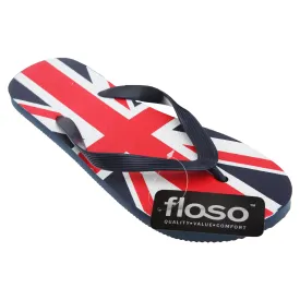 FLOSO Mens Union Jack Design Great Britain Summer Wear Flip Flops