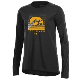 Iowa Hawkeyes Under Armour WOMEN'S Black Mesh Back Long Sleeve T-Shirt