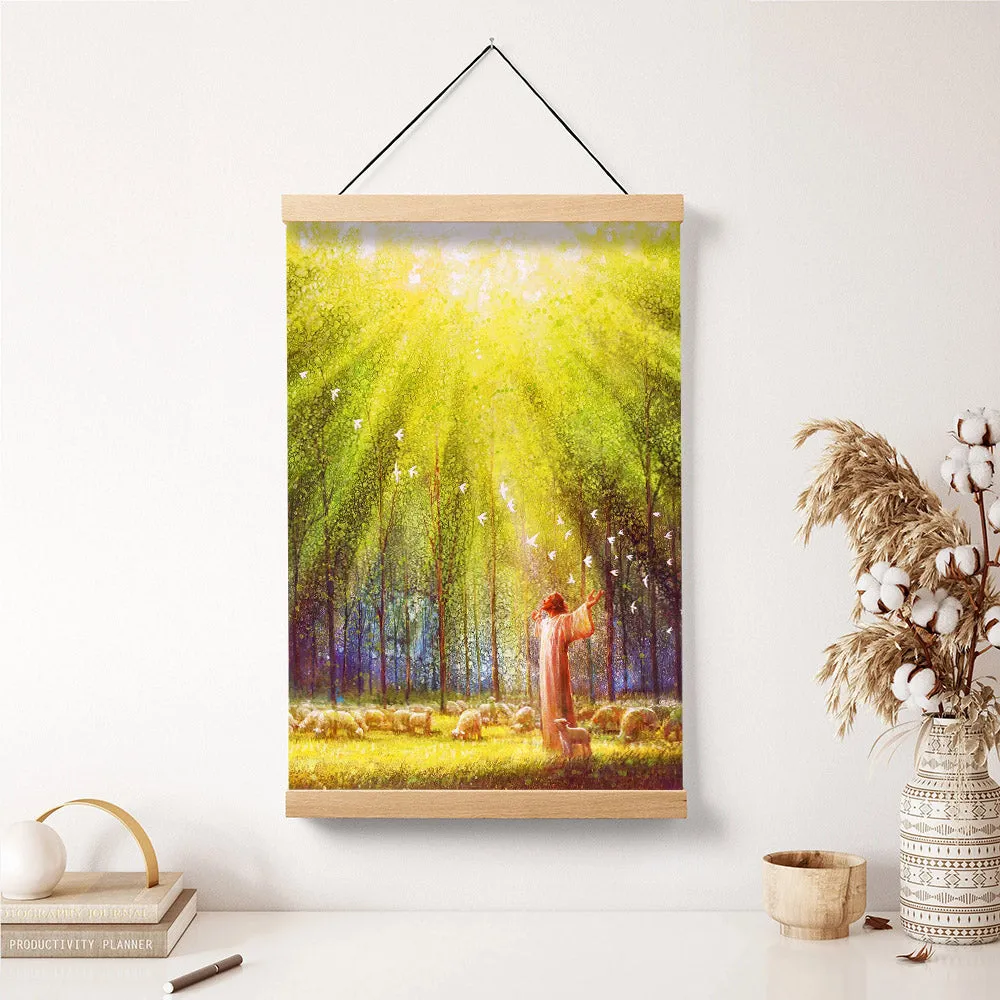 Jesus And The Lamb Picture - The Light Of His Love Portrait Hanging Canvas Wall Art - Christian Wall Decor - Religious Canvas