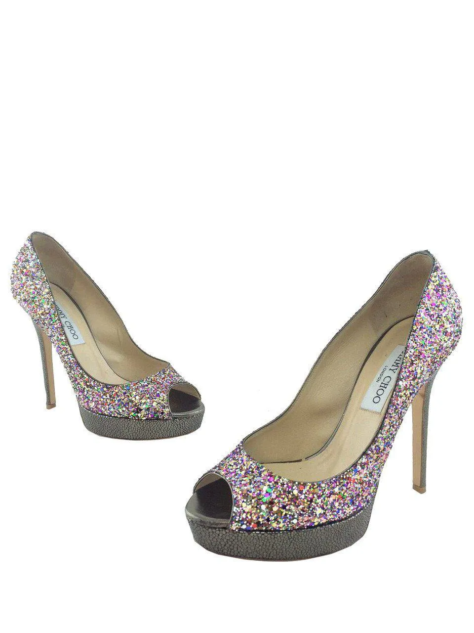 Jimmy Choo Crown Glitter Platform Pumps Size 8