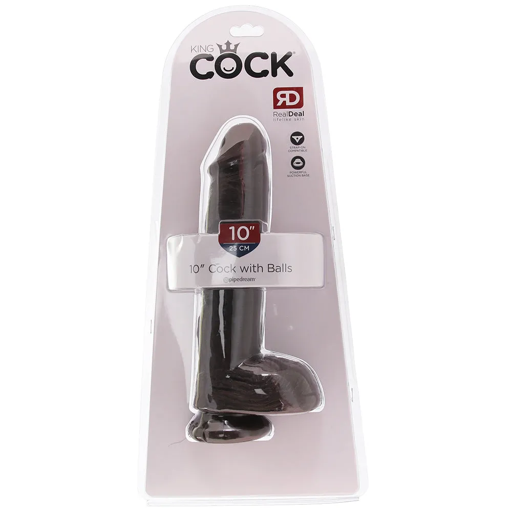 King Cock 10 Inch Cock with Balls in Brown