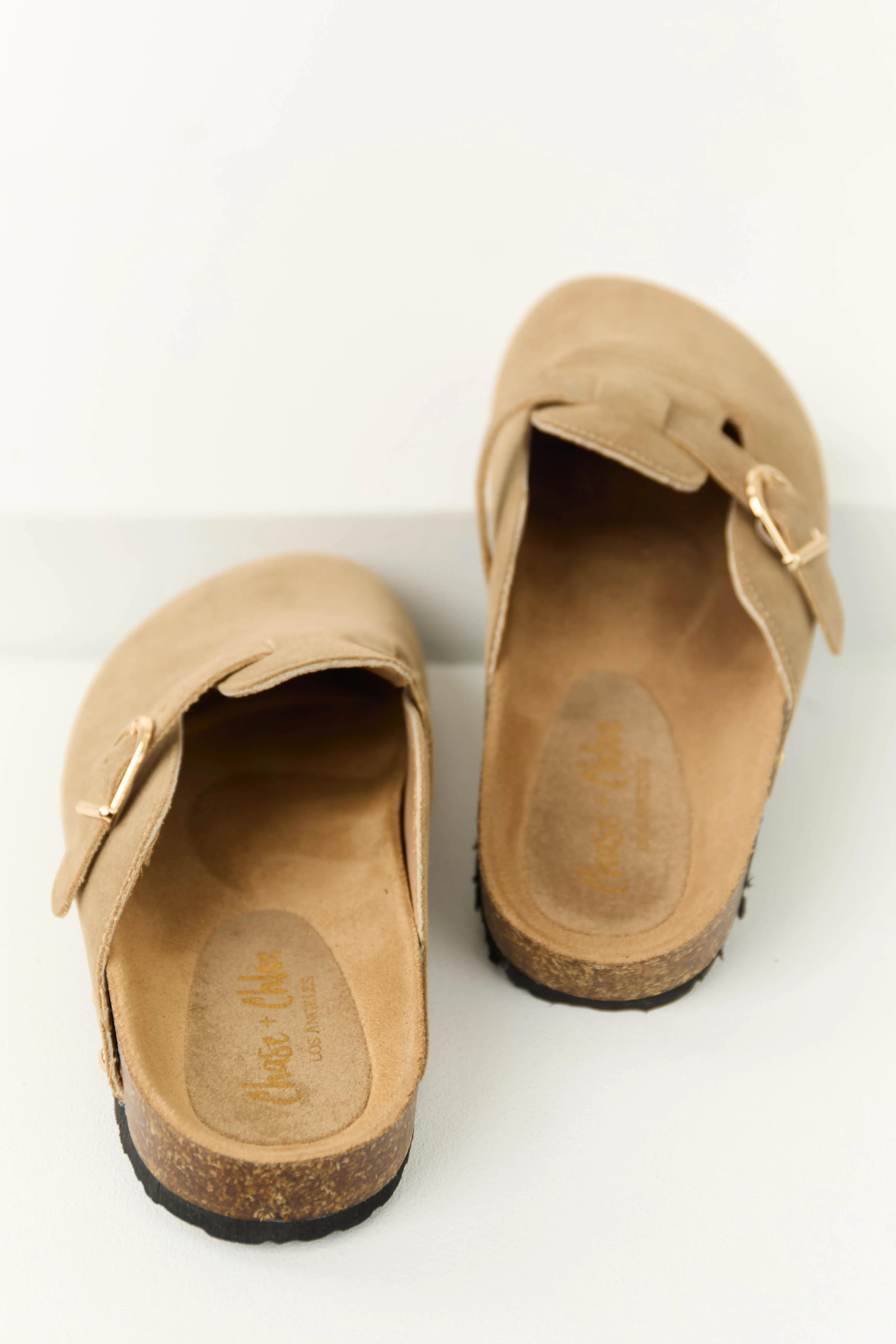 Latte Suede Studded Trim Clog Slip Ons