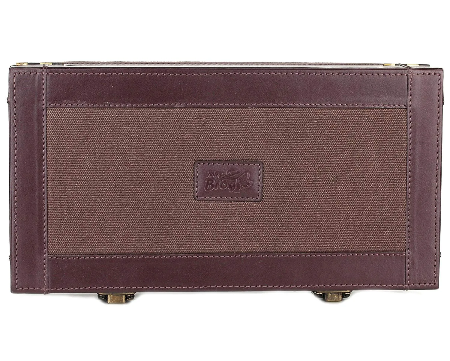 Leather Cigar Humidor Case Cedar Wood Box - Oil Pull-up   Canvas Leather - [Dark Brown Light Brown]