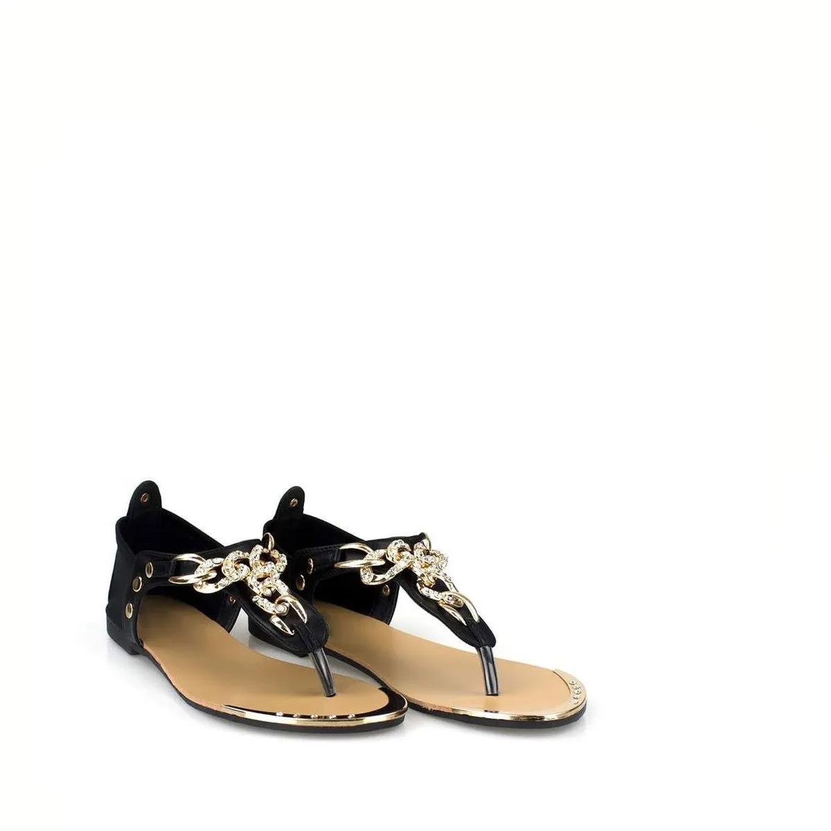 Lucie Flat Toe Post Diamante Chain