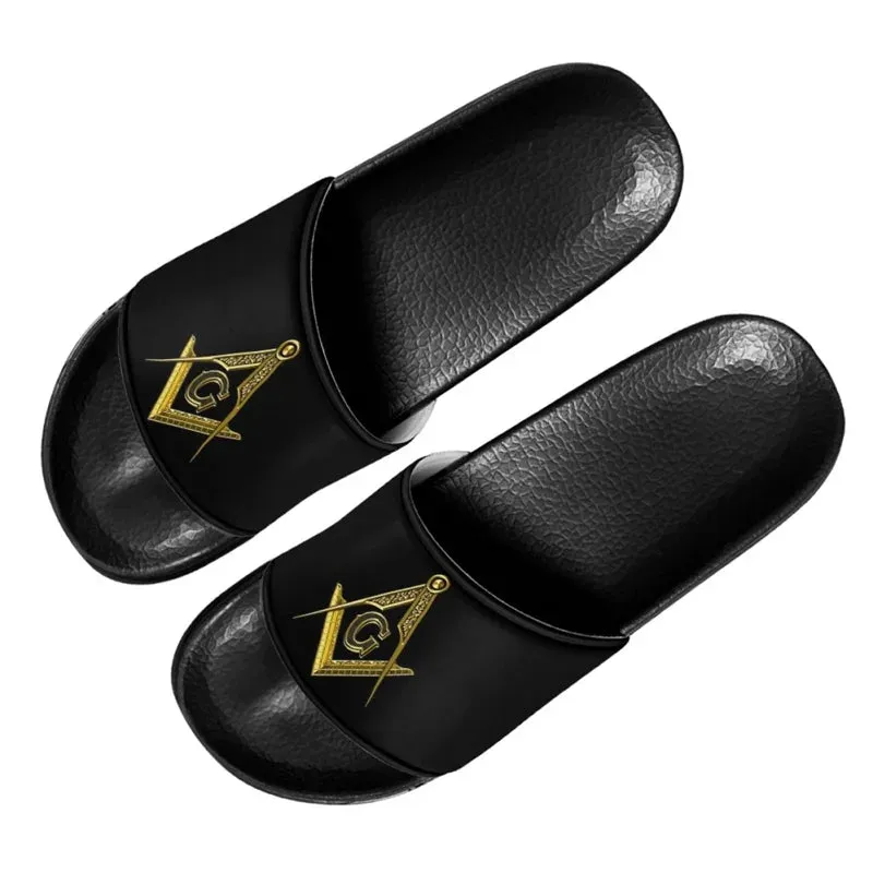 Master Mason Blue Lodge Sandal - Black With Square and Compass G