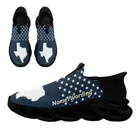 Meaningful gifts for clients, custom business gifts Personalized Texas Flag Sneakers, Unisex Flyknit Shoes, Patriotic Slip-on Shoes,FN-006-23020086