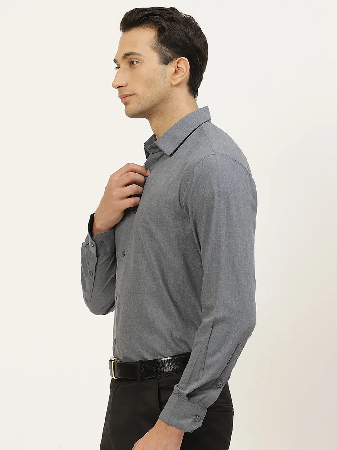 Men's Cotton Teal Blue Classic Formal Shirt - Sojanya