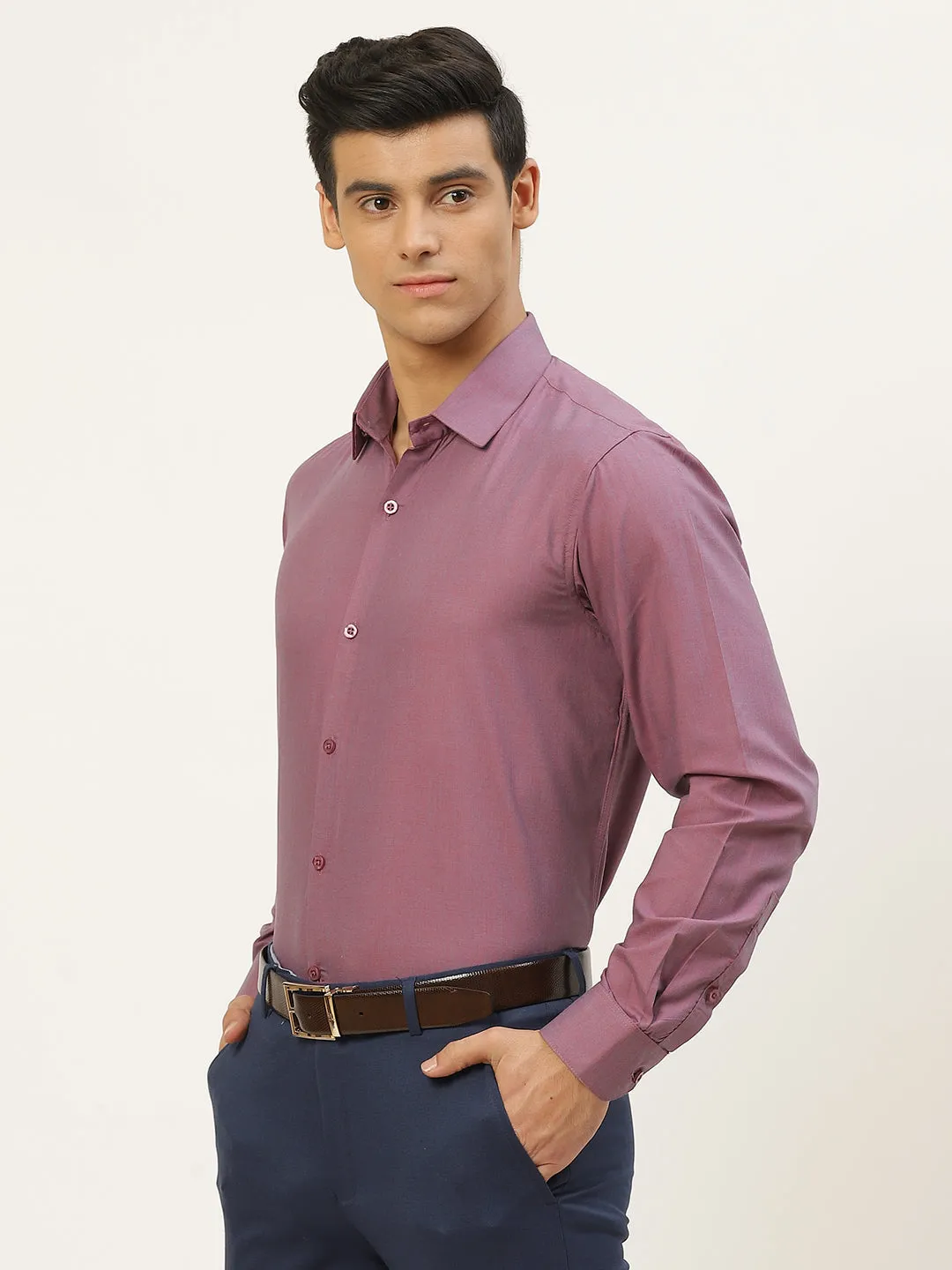 Men's Cotton Violet Classic Formal Shirt - Sojanya