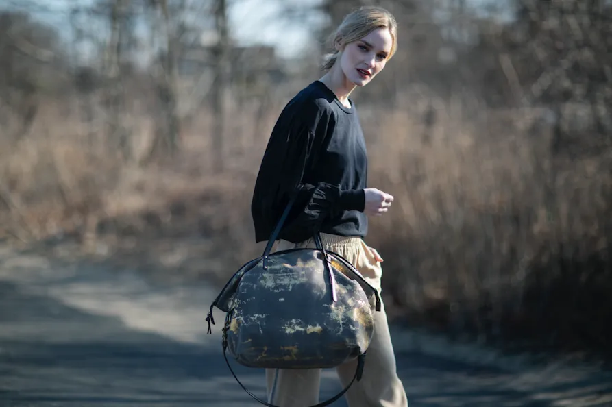 Olive and Gold Splatter Canvas Crossbody