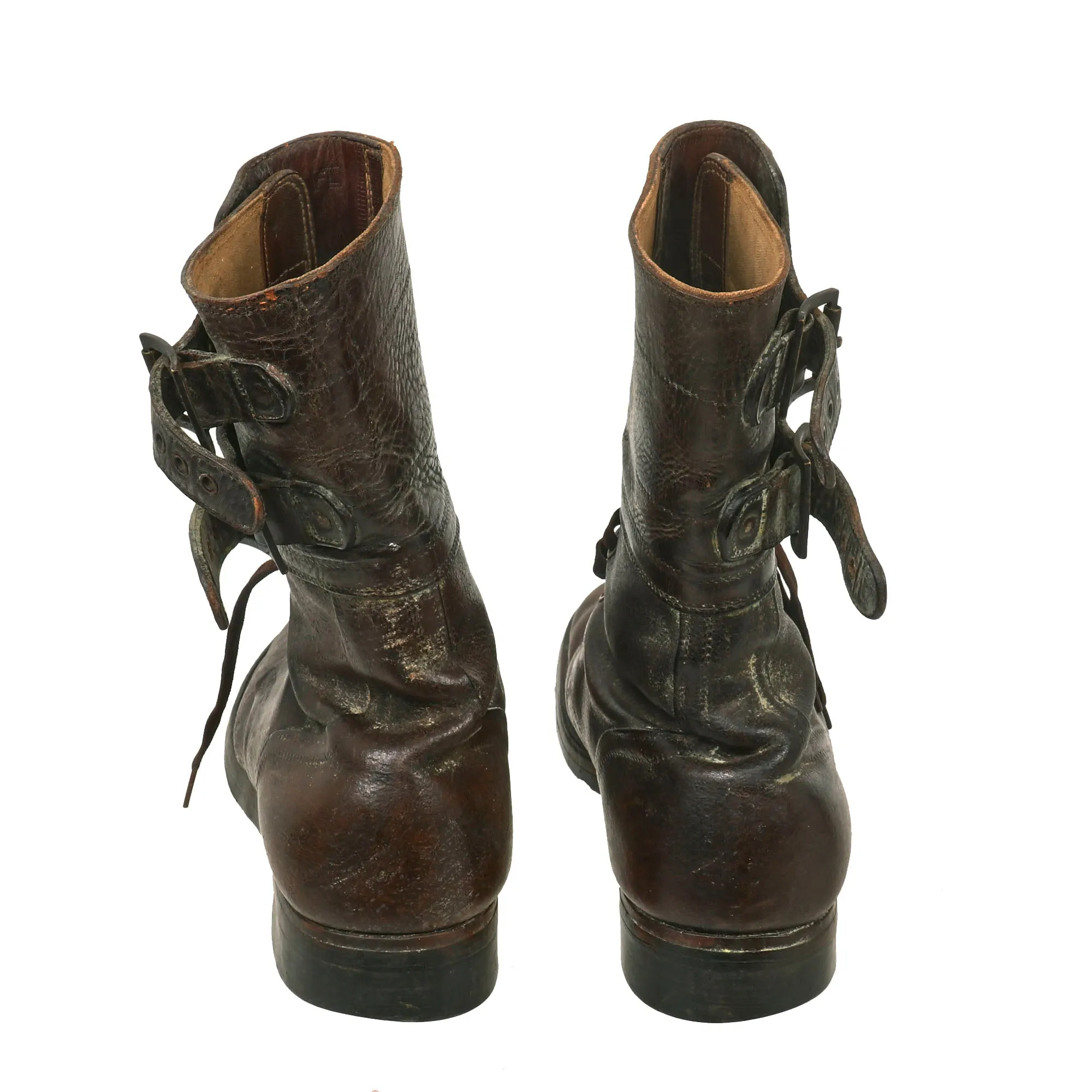 Original U.S. WWII / Korean War M-1943 Double Buckle Combat Service Boots by Endicott Johnson Corporation - Matched Size 8 ½