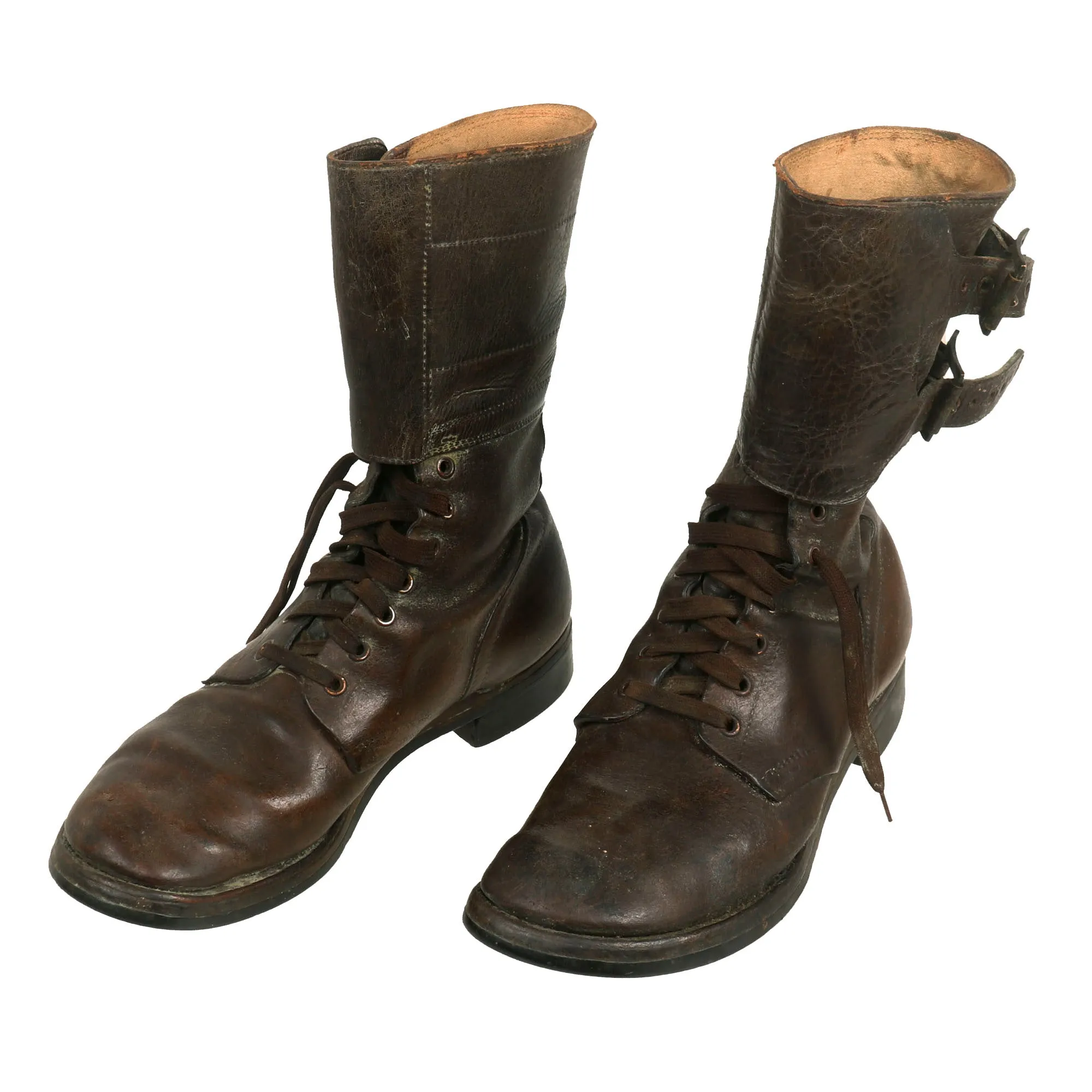 Original U.S. WWII / Korean War M-1943 Double Buckle Combat Service Boots by Endicott Johnson Corporation - Matched Size 8 ½