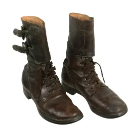 Original U.S. WWII / Korean War M-1943 Double Buckle Combat Service Boots by Endicott Johnson Corporation - Matched Size 8 ½