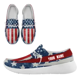 Personalized  America Flag Sneakers, Custom Patriotic Loafer Shoes,  Canvas Slip On Shoes,
FN018-24020303-4w