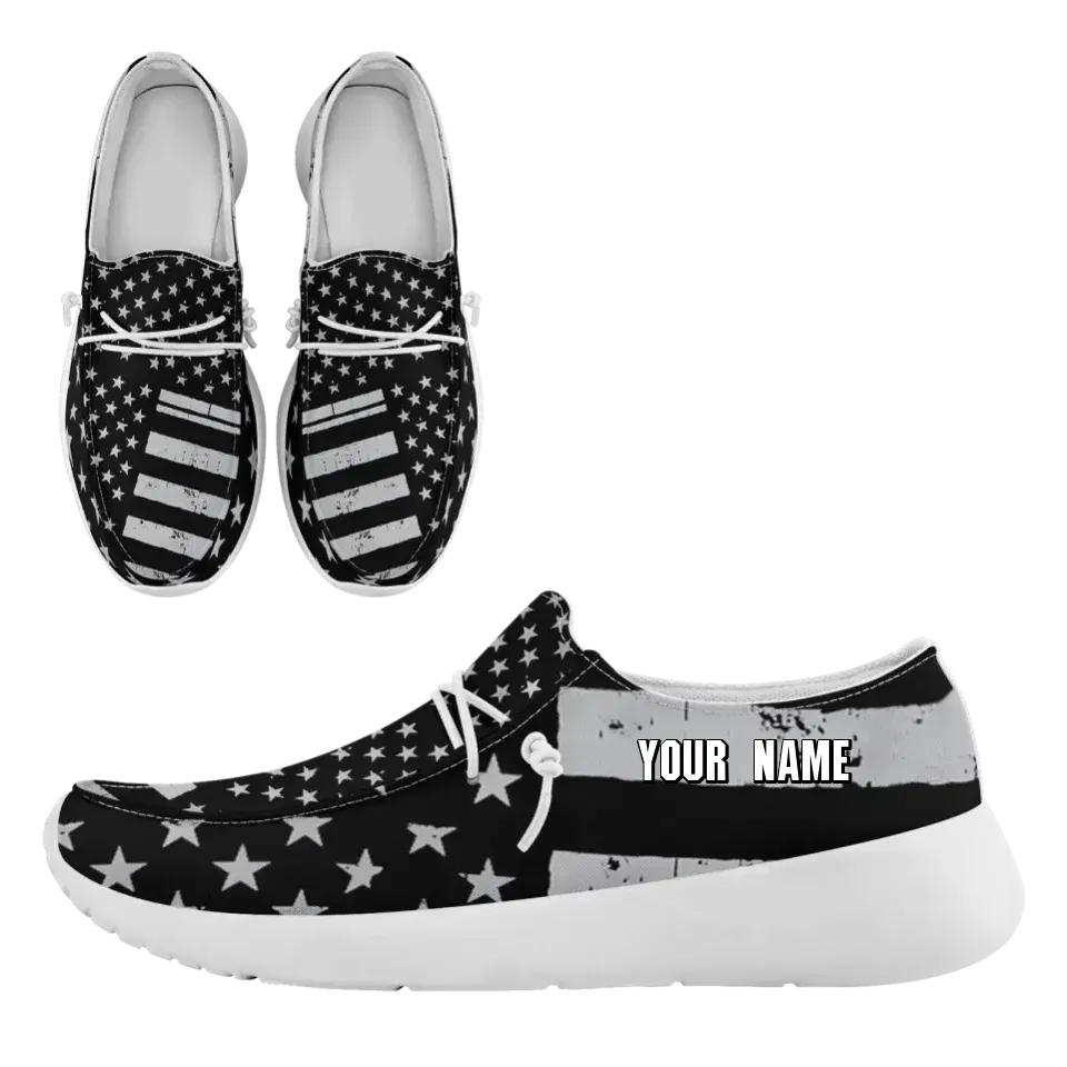 Personalized  America Flag Sneakers, Custom Patriotic Loafer Shoes,  Canvas Slip On Shoes,
FN018-24020303-6w