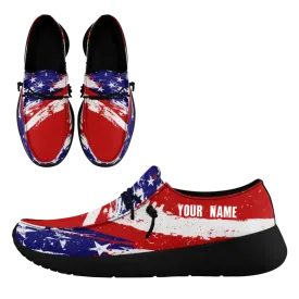 Personalized  America Flag Sneakers, Custom Patriotic Loafer Shoes,  Canvas Slip On Shoes,FN018-24020303-1b