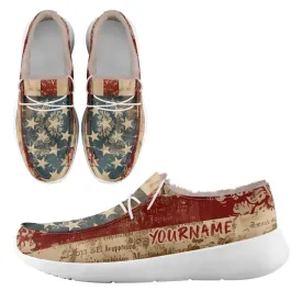 Personalized Flag Sneakers, Custom Patriotic Fur Lining Loafer Shoes, Best Gift for Vateran.FN042-24020295-1w