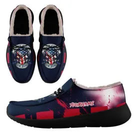 Personalized Flag Sneakers, Custom Patriotic Fur Lining Loafer Shoes, Best Gift for Vateran.FN042-24020295-6b