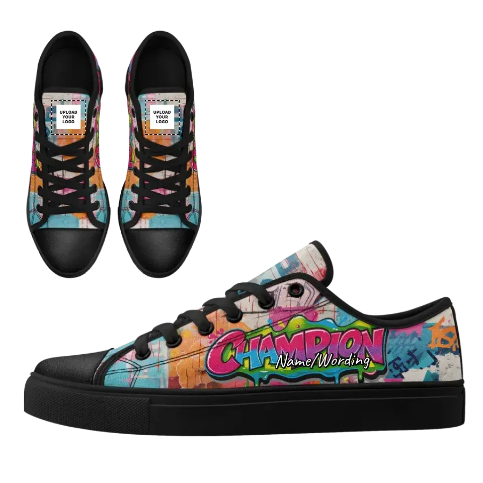 Personalized Graffiti Sneakers, Custom Canvas Low Top Shoes, Stylish Gym Shoes