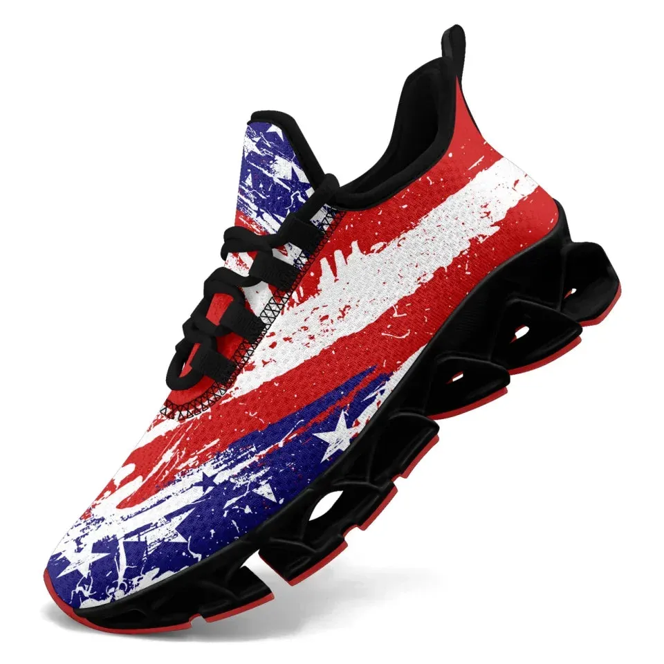 Personalized Patriotic Cloud Sneakers, Custom  American Flag Design Shoes, USA Pride Comfortable Shoes