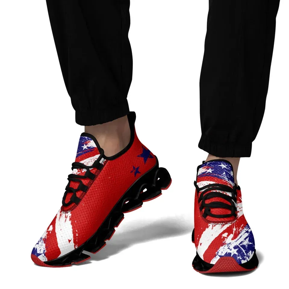 Personalized Patriotic Cloud Sneakers, Custom  American Flag Design Shoes, USA Pride Comfortable Shoes