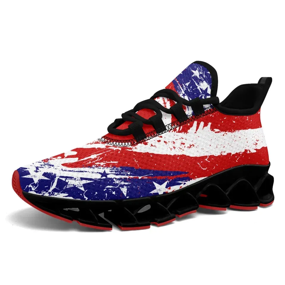 Personalized Patriotic Cloud Sneakers, Custom  American Flag Design Shoes, USA Pride Comfortable Shoes