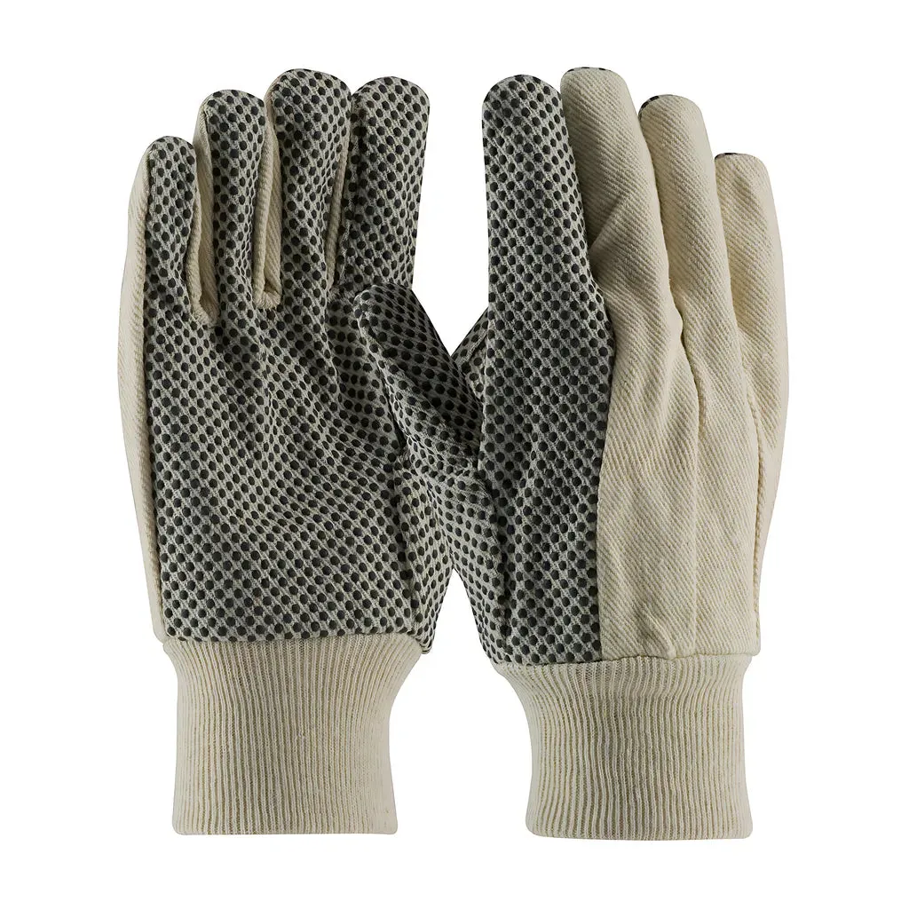 PIP 91-908PD Premium Grade Cotton Canvas  Glove with PVC Dotted Grip on Palm, Thumb and Index Finger - 8 oz.