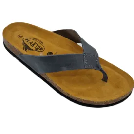 Plakton Beach Boy Men's Leather Flip Flop - Jeans