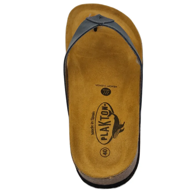 Plakton Beach Boy Men's Leather Flip Flop - Jeans