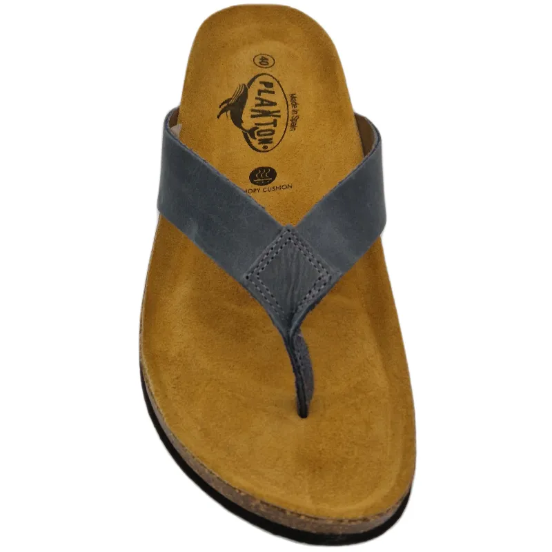 Plakton Beach Boy Men's Leather Flip Flop - Jeans