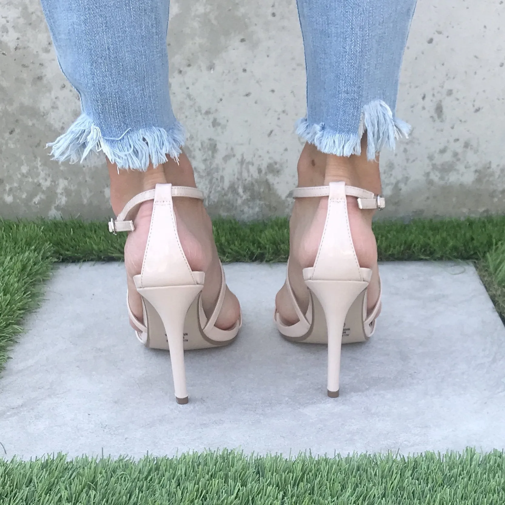 Polished Chic Open Toe Heels In Nude