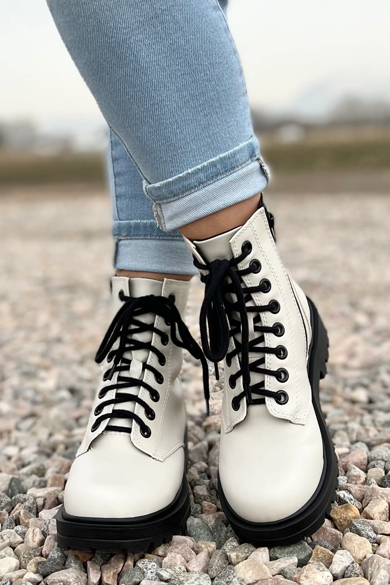 Sally Contrast Combat Boots