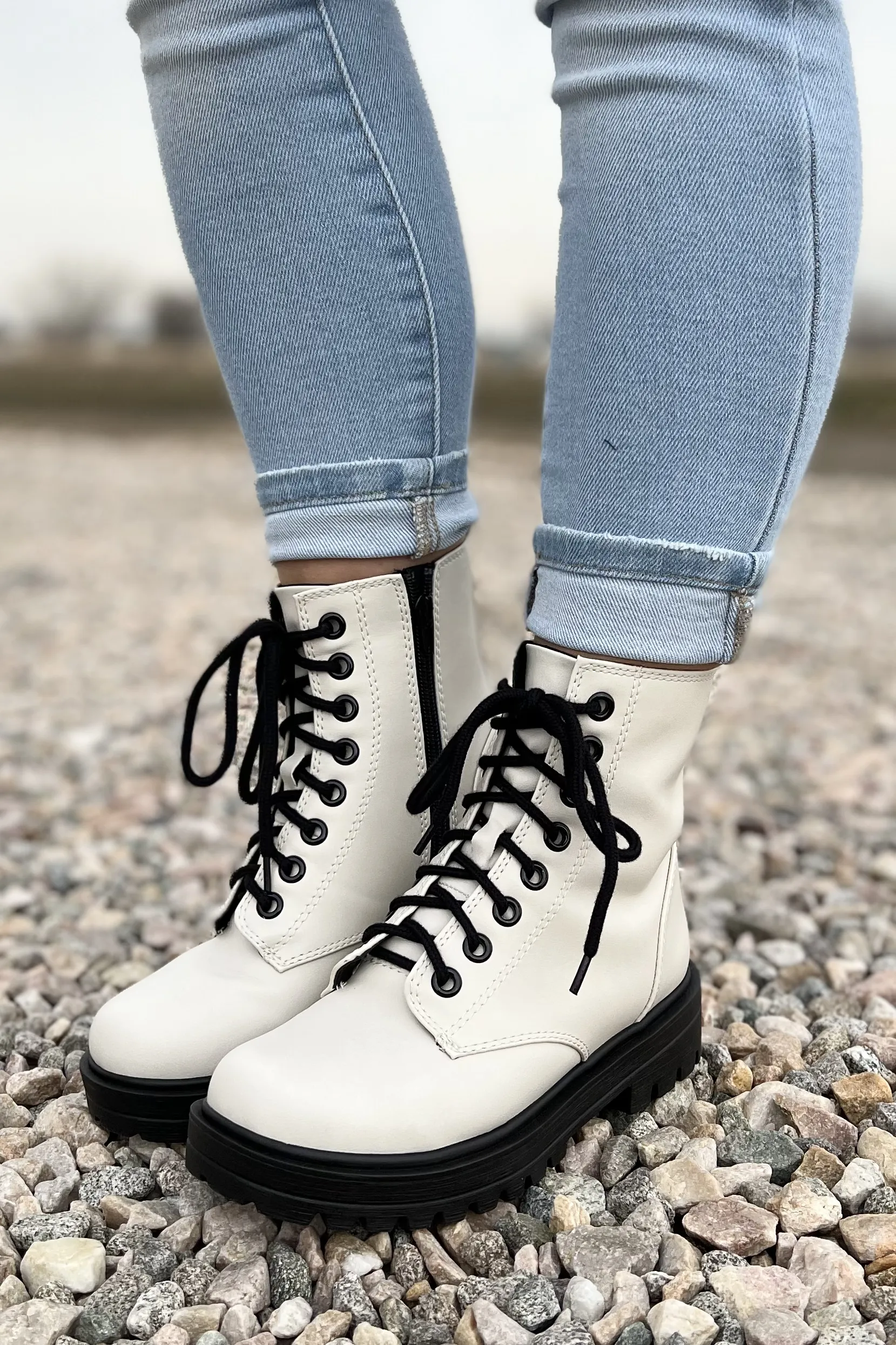 Sally Contrast Combat Boots