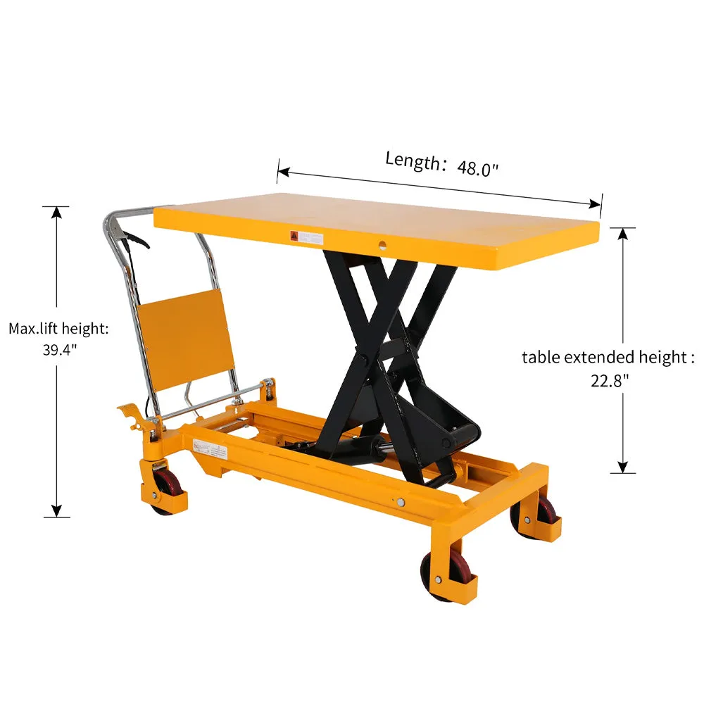 Single Scissor Lift Table, 3300 lbs, 39.4" Lifting Height