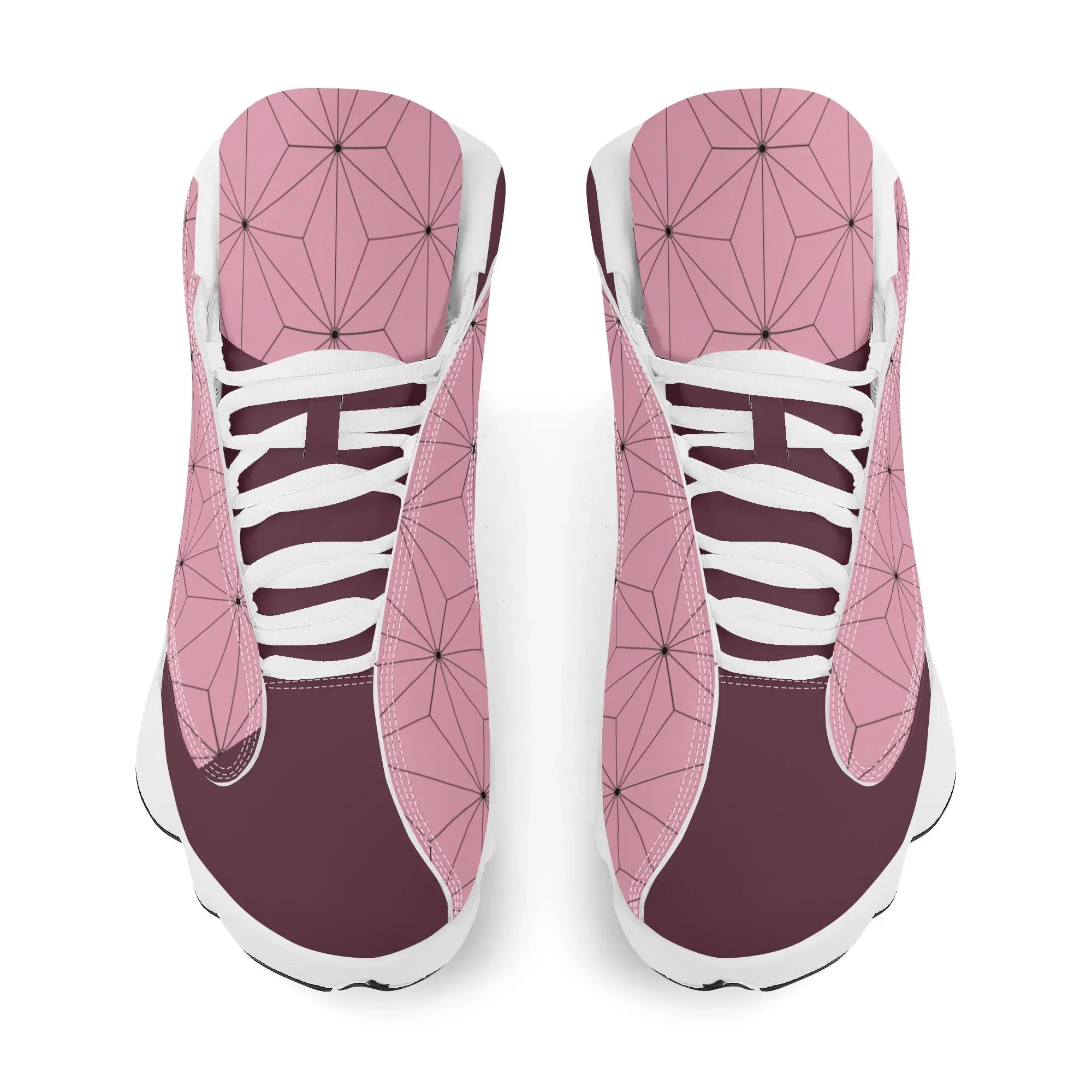 Skate shoe | High Top Sneakers | PU Vegan Leather Basketball shoes | Anime Slayer of Demon | Pink Flower pattern